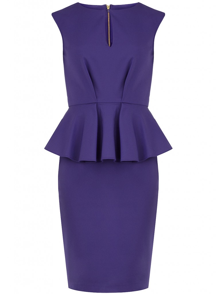 Robe rétro à basques péplum violette