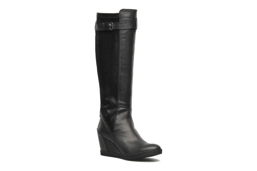 Bottes compensées cuir noir originales Khrio