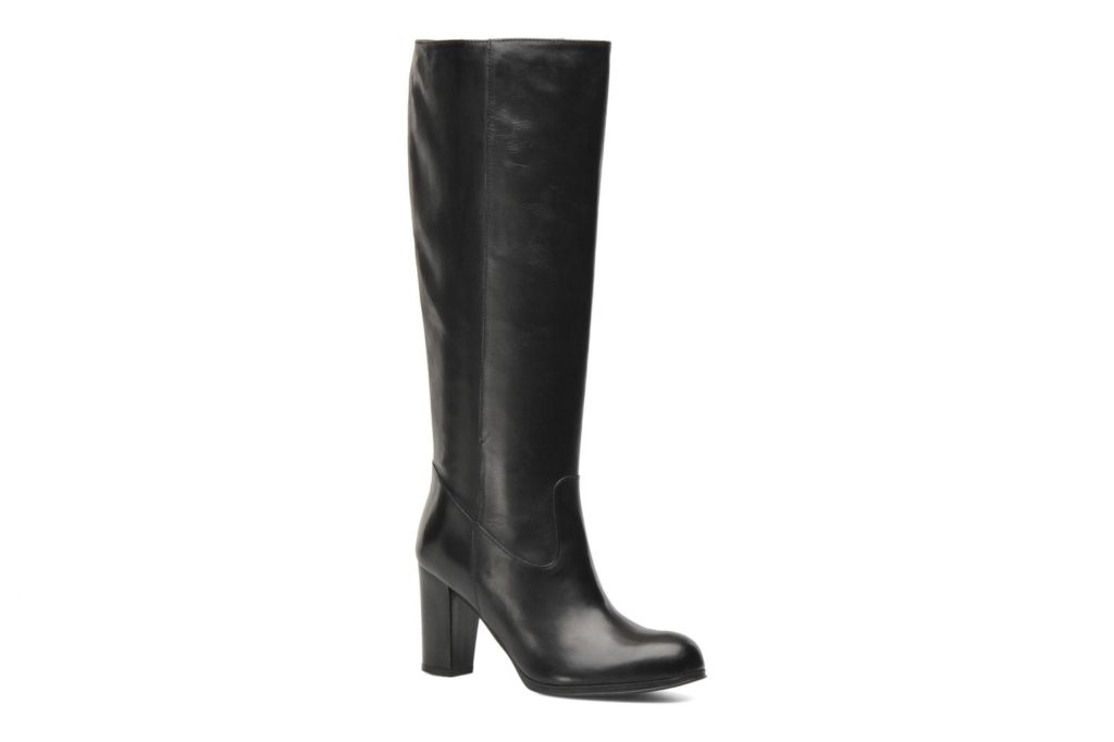 Bottes talons hauts bout rond cuir noir Jonak