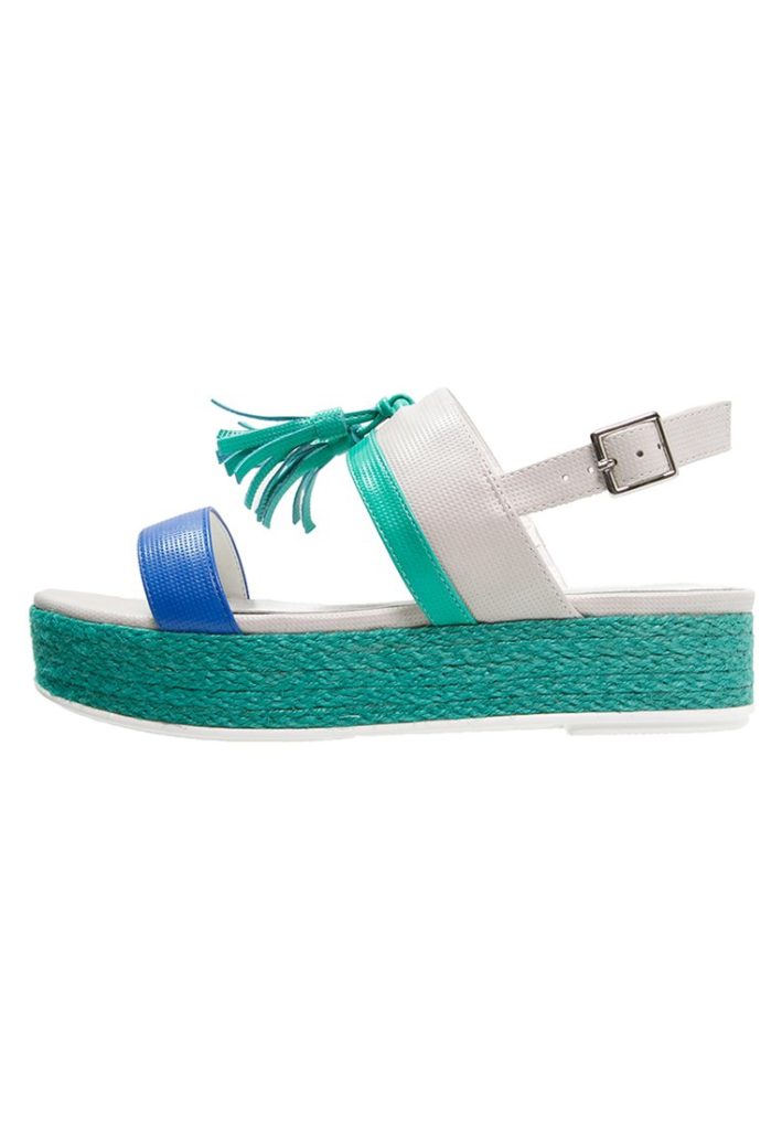 Espadrilles plateforme bleu vert blanc Tata Italia