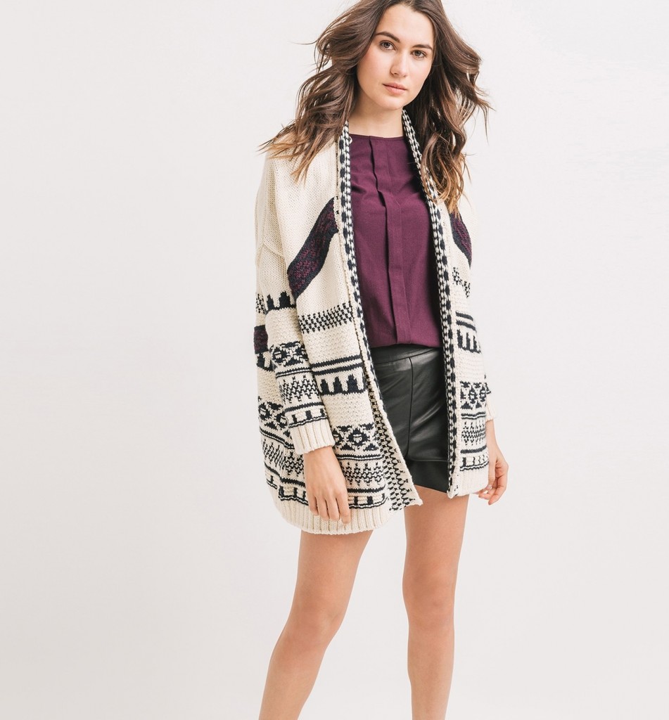 Gilet long Jacquard tendance