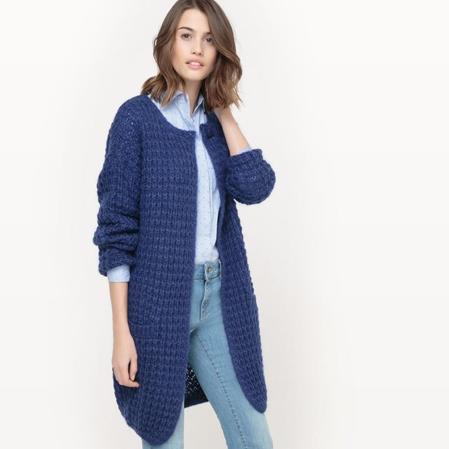 Gilet long bleu Benetton