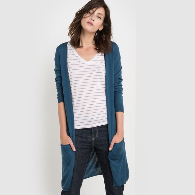 gilet long bleu canard