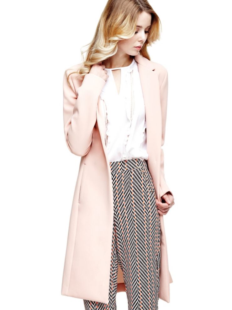 Manteau long rose pastel Guess