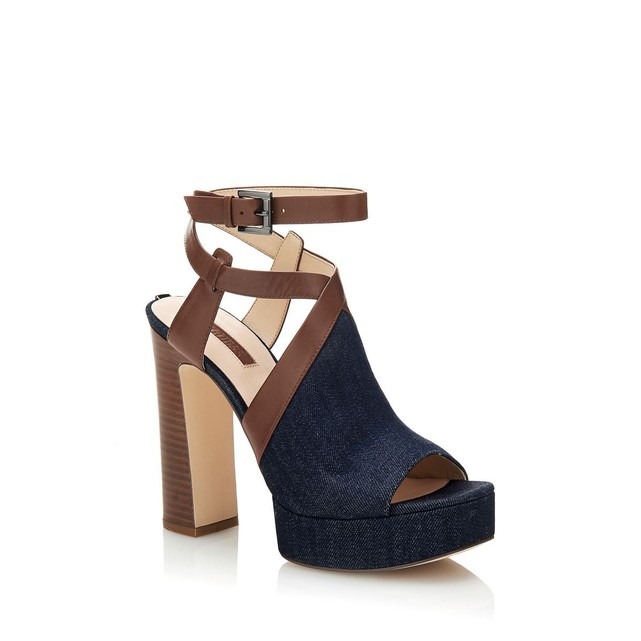 Sandales talons hauts et semelle plateforme en denim Guess