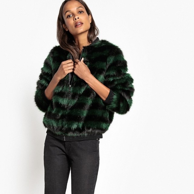 Blouson bomber femme fausse fourrure