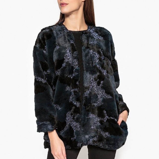 Manteau fausse fourrure marine Valerie Khalfon