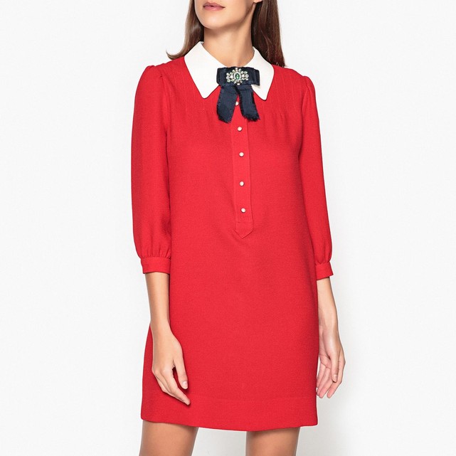 Robe droite grand col rouge Essentiel Antwerp