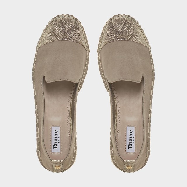 Espadrilles taupe avec bout motif serpent Dune London