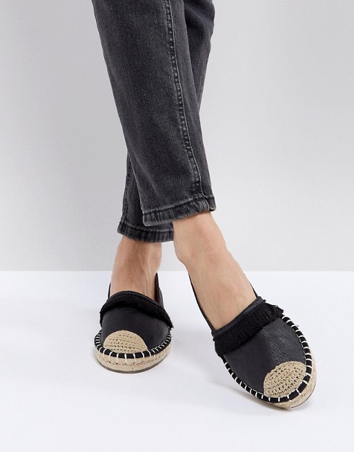 Espadrilles noires franges Glamourous