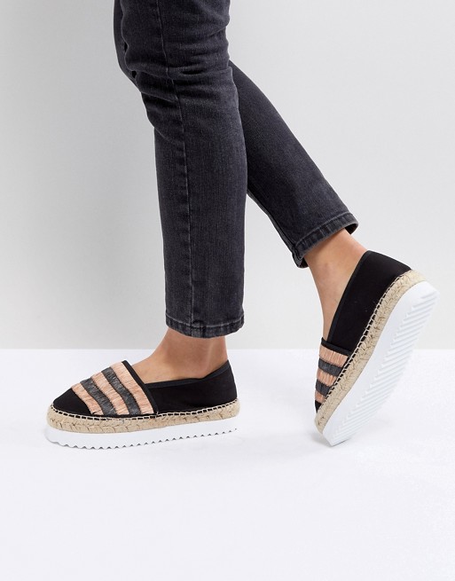 Espadrilles plateforme plateau noires Kaltur