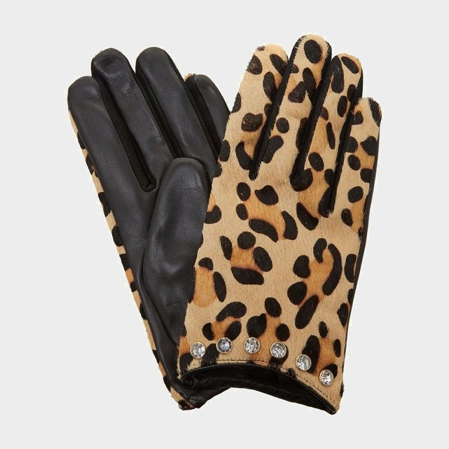 Gants en cuir femme imprime leopard Dune London