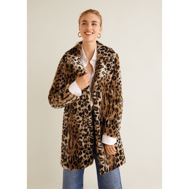 Manteau fausse fourrure leopard Mango