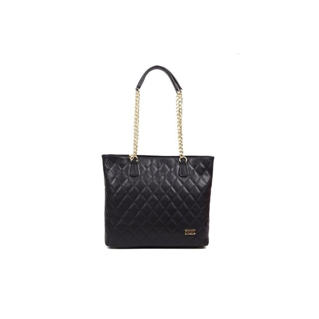 Sac a main en cuir matelasse femme noir Versace