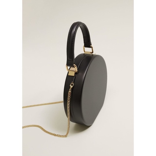 Sac a main femme rond noir anse chaine dore Mango