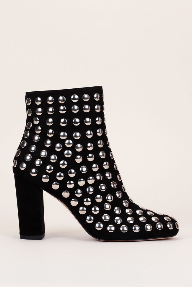 Bottines cuir nubuck noir clous Iro
