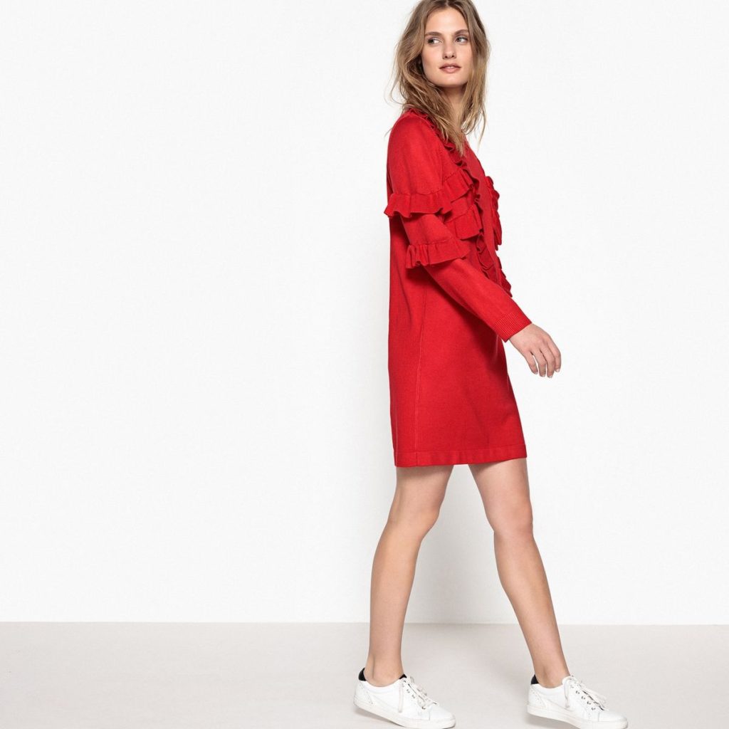 Robe pull volants rouge Suncoo