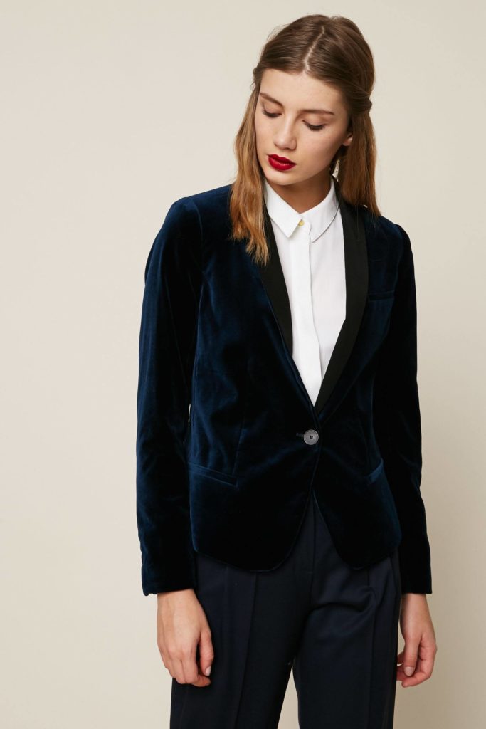 Veste marine velours femme Pablo Gérard Darel