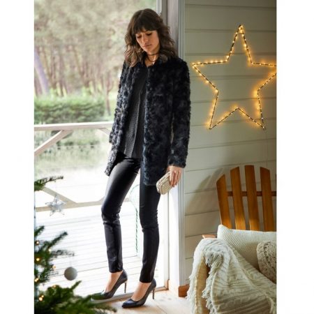 Manteau femme fausse fourrure noire