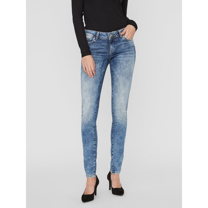 Jean slim taille basse délavé bleach Vero Moda