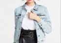 Veste en jean femme clair délavée bleached Guess