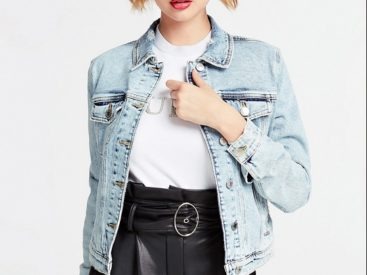 Veste en jean femme clair délavée bleached Guess