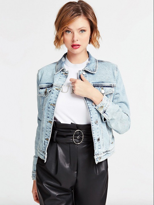 Veste en jean femme clair délavée bleached Guess