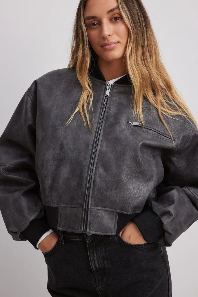 Bomber simili cuir delave femme