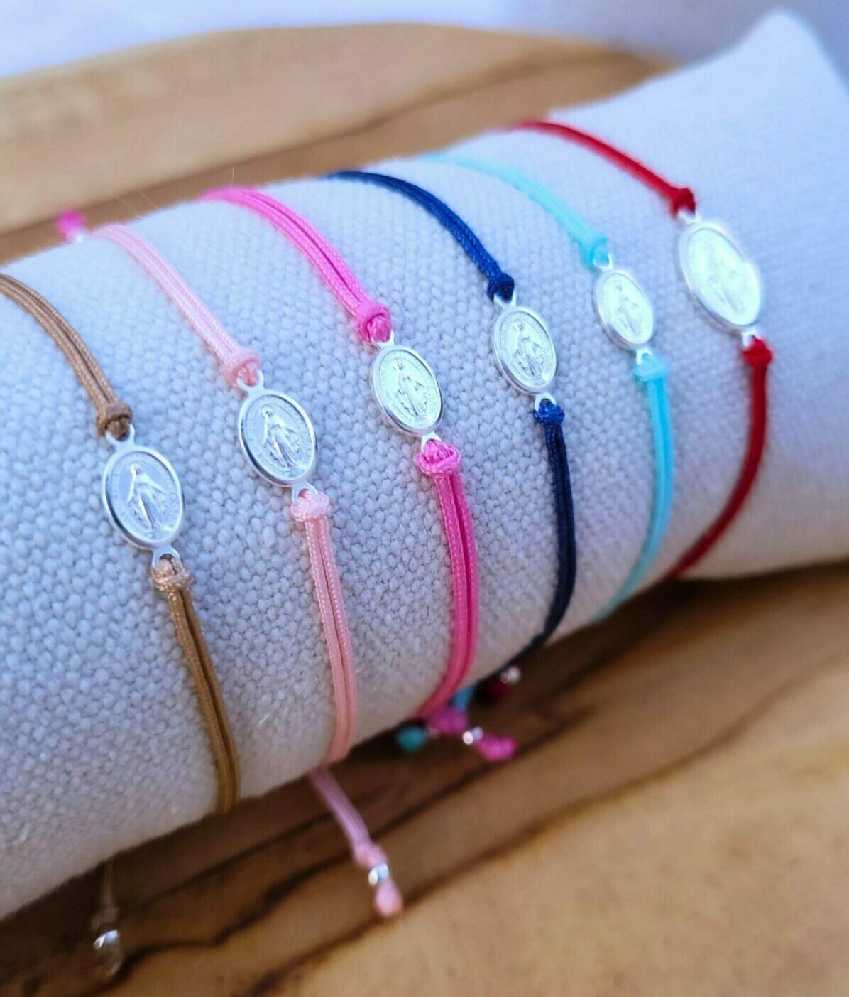 Bracelet fantaisie argent massif 925 médaille vierge marie miraculeuse