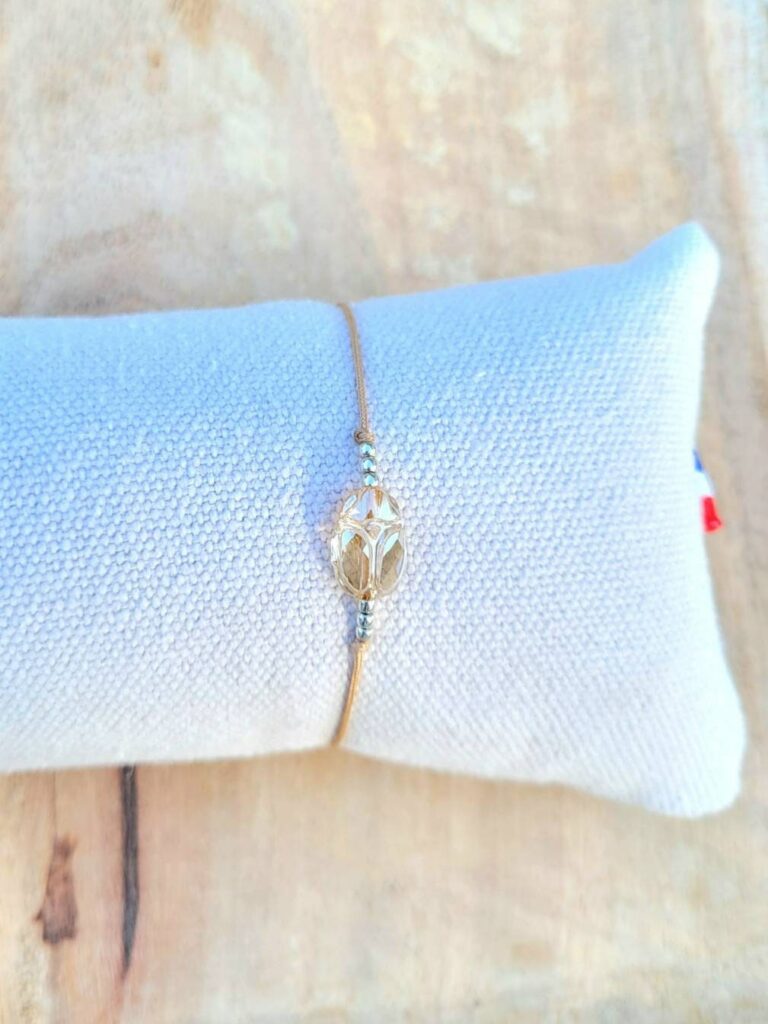 Bracelet argent massif scarabée porte bonheur idée cadeau bijoux fantaisie