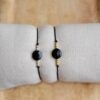 Bracelet cordon noir cristal de Swarovski et perles en argent massif 925 ou plaqué or
