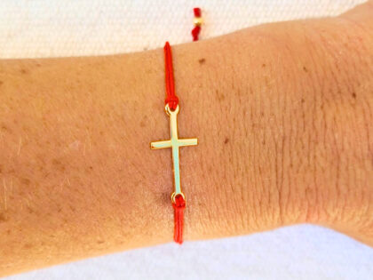 Bracelet croix plaqué or dieu chic minimaliste cadeau bapteme communion mariage