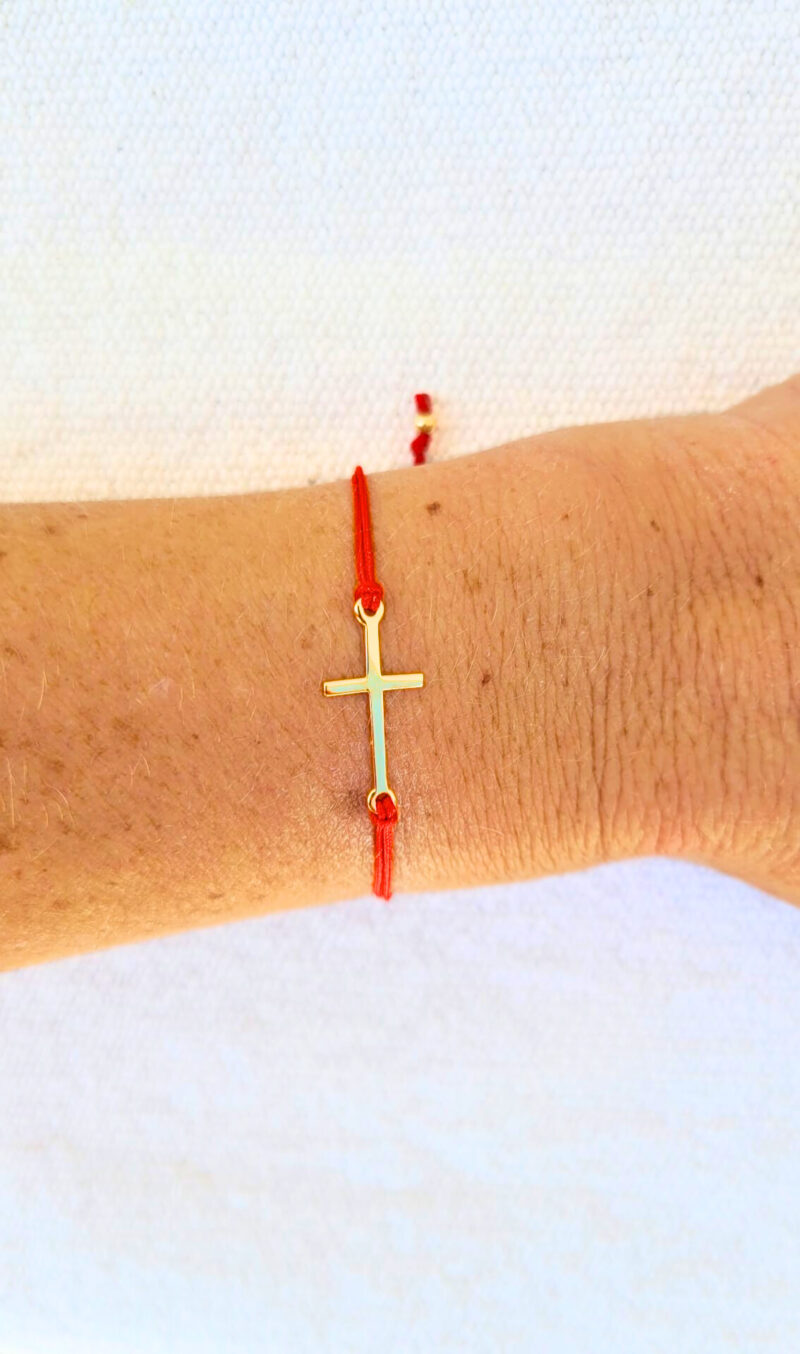 Bracelet croix plaqué or dieu chic minimaliste cadeau bapteme communion mariage