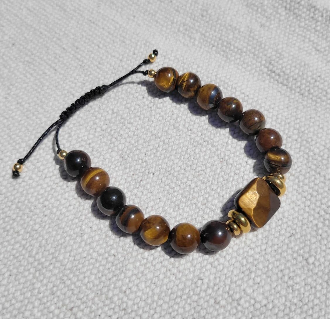 Bracelet oeil de tigre perles pierre naturelles Cadeaux de noël