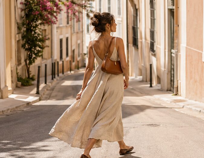 01-look-femme-tendance-ete-2026-robe-lin-beige